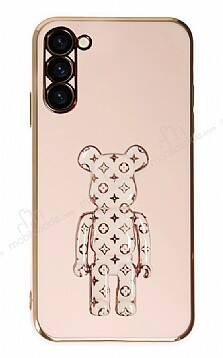 Eiroo Samsung Galaxy S23 Bearbrick Standlı Pembe Silikon Kılıf - 1