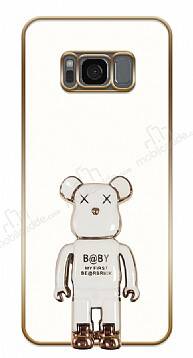 Eiroo Samsung Galaxy S8 Baby Bear Standlı Beyaz Silikon Kılıf - 1