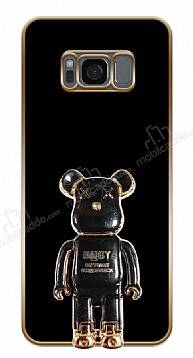 Eiroo Samsung Galaxy S8 Baby Bear Standlı Siyah Silikon Kılıf - 1