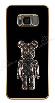 Eiroo Samsung Galaxy S8 Bearbrick Standlı Siyah Silikon Kılıf - 1