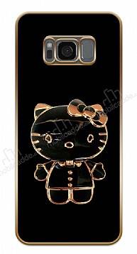 Eiroo Samsung Galaxy S8 Kitty Standlı Kamera Korumalı Siyah Silikon Kılıf - 1