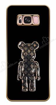 Eiroo Samsung Galaxy S8 Plus Bearbrick Standlı Kamera Korumalı Siyah Silikon Kılıf - 1