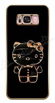 Eiroo Samsung Galaxy S8 Plus Kitty Standlı Kamera Korumalı Siyah Silikon Kılıf - 1