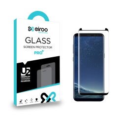 Eiroo Samsung Galaxy S8 Plus Tempered Glass Siyah Curve Cam Ekran Koruyucu - 1