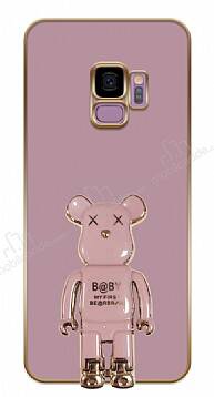 Eiroo Samsung Galaxy S9 Baby Bear Standlı Mor Silikon Kılıf - 1