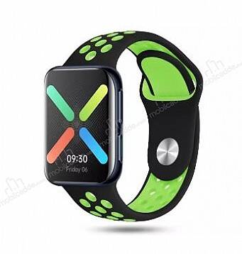 Eiroo Samsung Galaxy Watch Active 2 44 mm Silikon Spor Siyah-Yeşil Kordon - 1