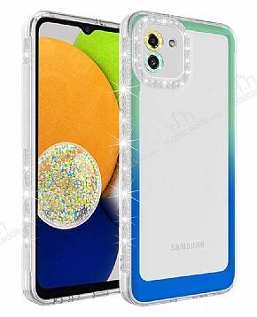 Eiroo Shimmer Samsung Galaxy A03 Kamera Korumalı Yeşil-Mavi Silikon Kılıf - 1