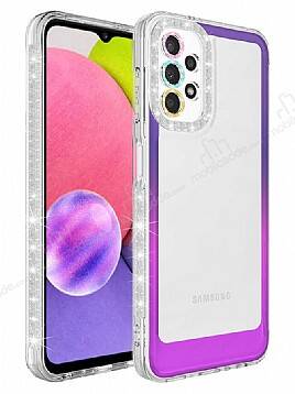 Eiroo Shimmer Samsung Galaxy A13 Kamera Korumalı Mor-Pembe Silikon Kılıf - 1