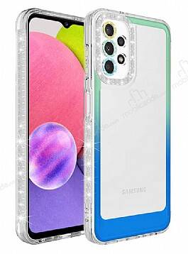 Eiroo Shimmer Samsung Galaxy A13 Kamera Korumalı Yeşil-Mavi Silikon Kılıf - 1