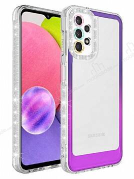 Eiroo Shimmer Samsung Galaxy A23 Kamera Korumalı Mor-Pembe Silikon Kılıf - 1