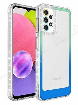 Eiroo Shimmer Samsung Galaxy A23 Kamera Korumalı Yeşil-Mavi Silikon Kılıf - 1