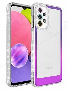 Eiroo Shimmer Samsung Galaxy A53 5G Kamera Korumalı Mor-Pembe Silikon Kılıf - 1