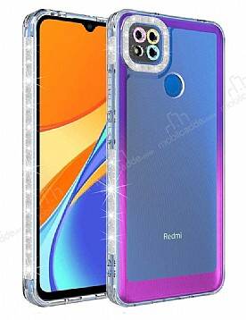 Eiroo Shimmer Xiaomi Redmi 9C Kamera Korumalı Mor-Pembe Silikon Kılıf - 1