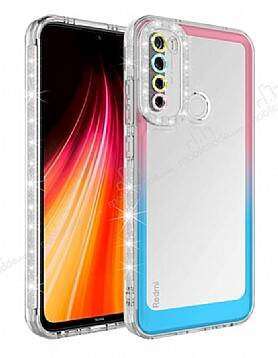 Eiroo Shimmer Xiaomi Redmi Note 8 Kamera Korumalı Pembe-Mavi Silikon Kılıf - 1