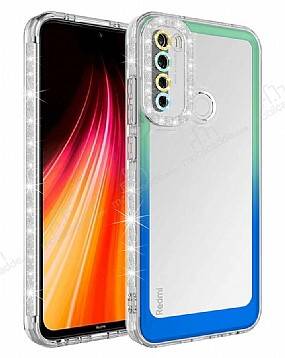 Eiroo Shimmer Xiaomi Redmi Note 8 Kamera Korumalı Yeşil-Mavi Silikon Kılıf - 1