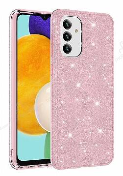 Eiroo Silvery Samsung Galaxy A04s Simli Pembe Silikon Kılıf - 1