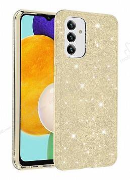 Eiroo Silvery Samsung Galaxy A13 5G Simli Gold Silikon Kılıf - 1