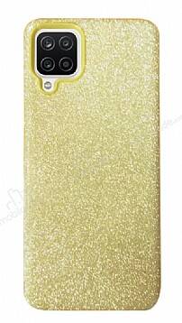 Eiroo Silvery Samsung Galaxy M12 Simli Gold Silikon Kılıf - 1