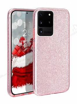 Eiroo Silvery Samsung Galaxy S20 Ultra Simli Pembe Silikon Kılıf - 1