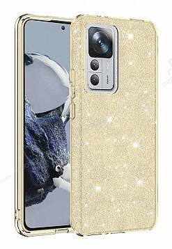 Eiroo Silvery Xiaomi 12T Simli Gold Silikon Kılıf - 1