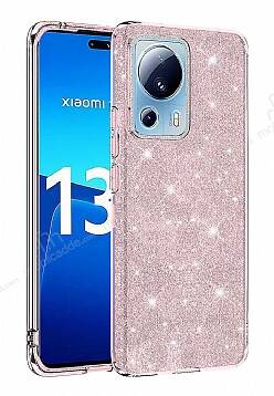 Eiroo Silvery Xiaomi 13 Lite Simli Pembe Silikon Kılıf - 1