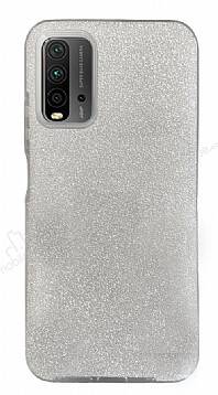 Eiroo Silvery Xiaomi Poco M3 Simli Silver Silikon Kılıf - 1