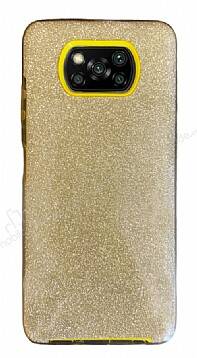 Eiroo Silvery Xiaomi Poco X3 / Poco X3 Pro Simli Gold Silikon Kılıf - 1