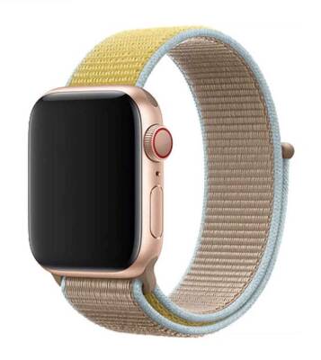 Eiroo Spor Loop Apple Watch Kumaş Gold Kordon (42 mm) - 1