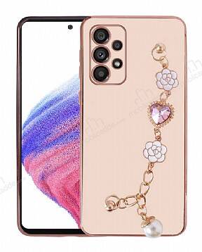 Eiroo Taka Samsung Galaxy A23 Kamera Korumalı Zincirli Pembe Silikon Kılıf - 1