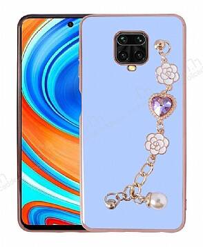 Eiroo Taka Xiaomi Redmi Note 9 Pro Kamera Korumalı Zincirli Mor Silikon Kılıf - 1