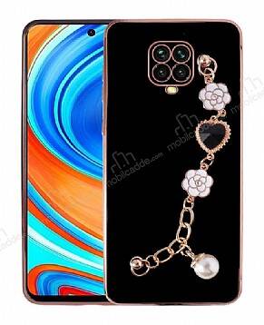 Eiroo Taka Xiaomi Redmi Note 9 Pro Kamera Korumalı Zincirli Siyah Silikon Kılıf - 1