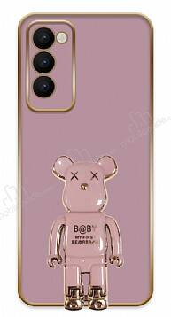 Eiroo Tecno Camon 18 Baby Bear Standlı Mor Silikon Kılıf - 1