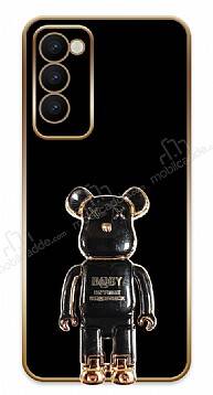 Eiroo Tecno Camon 18 Baby Bear Standlı Siyah Silikon Kılıf - 1