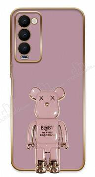 Eiroo Tecno Camon 18 Premier Baby Bear Standlı Mor Silikon Kılıf - 1