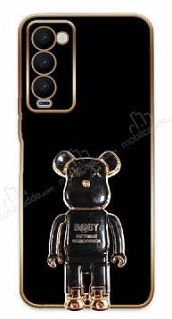 Eiroo Tecno Camon 18 Premier Baby Bear Standlı Siyah Silikon Kılıf - 1