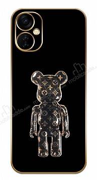 Eiroo Tecno Spark 9T Bearbrick Standlı Siyah Silikon Kılıf - 1