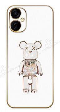 Eiroo Tecno Spark 9T Candy Bear Standlı Beyaz Silikon Kılıf - 1