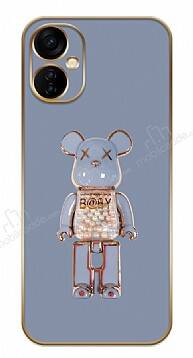 Eiroo Tecno Spark 9T Candy Bear Standlı Mavi Silikon Kılıf - 1