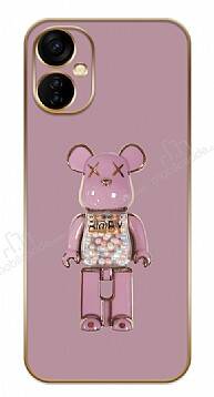 Eiroo Tecno Spark 9T Candy Bear Standlı Mor Silikon Kılıf - 1