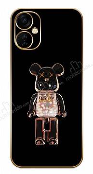 Eiroo Tecno Spark 9T Candy Bear Standlı Siyah Silikon Kılıf - 1