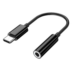 Eiroo USB Type-C 3,5 Jack Kulaklık Girişi Dönüştürücü Siyah Adaptör - 1