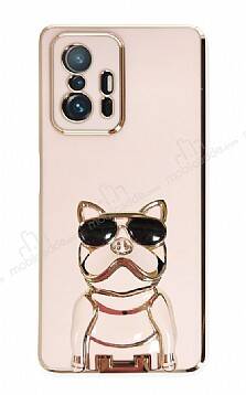 Eiroo Xiaomi 11T / 11T Pro Bulldog Standlı Pembe Silikon Kılıf - 1