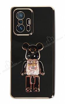 Eiroo Xiaomi 11T / 11T Pro Candy Bear Standlı Siyah Silikon Kılıf - 1