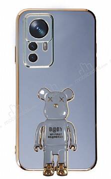 Eiroo Xiaomi 12T Baby Bear Standlı Mavi Silikon Kılıf - 1