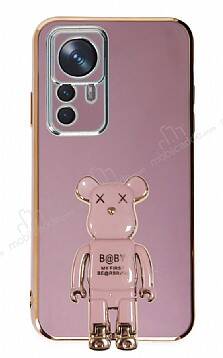 Eiroo Xiaomi 12T Baby Bear Standlı Mor Silikon Kılıf - 1