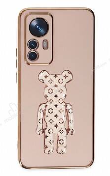 Eiroo Xiaomi 12T Bearbrick Standlı Pembe Silikon Kılıf - 1