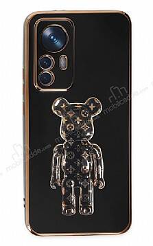 Eiroo Xiaomi 12T Bearbrick Standlı Siyah Silikon Kılıf - 1