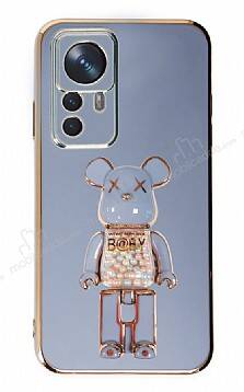 Eiroo Xiaomi 12T Candy Bear Standlı Mavi Silikon Kılıf - 1