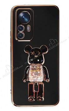 Eiroo Xiaomi 12T Candy Bear Standlı Siyah Silikon Kılıf - 1