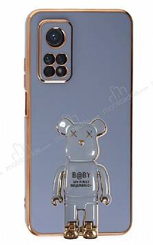 Eiroo Xiaomi Mi 10T Baby Bear Standlı Mavi Silikon Kılıf - 1